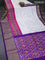 Pochampally silk saree off white and pink violet with thread & zari woven buttas and long zari woven border