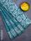 Batik cotton saree pastel shade of green with allover sequin work & batik butta prints and printed lace work border