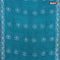 Batik cotton saree teal blue with allover sequin work & batik butta prints and printed lace work border