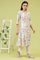 White Chintz Floral Printed Rayon Straight Kurta with Sequins
