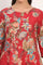 Red Floral Printed Flared Pure Cotton Kurta