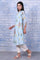 Blue Floral Printed Chanderi A-Line Kurta