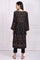 Black Floral Printed Embroidered Straight Kurta