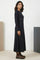 Black Yarn Dyed Embroidered Rayon Blend A-line Winter Dress