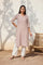 Beige Floral Straight Cotton Kurta