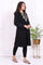 Black Embroidered Straight Woven Coat