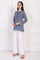 Blue Solid Embroidered Flared Cotton Top