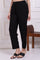 Black Solid Ankle Length Rayon Straight Pants