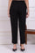 Black Solid Ankle Length Rayon Straight Pants