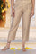Beige Solid Cropped Rayon Straight Pant