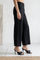 Black Solid Wide Leg Ankle Length Pants
