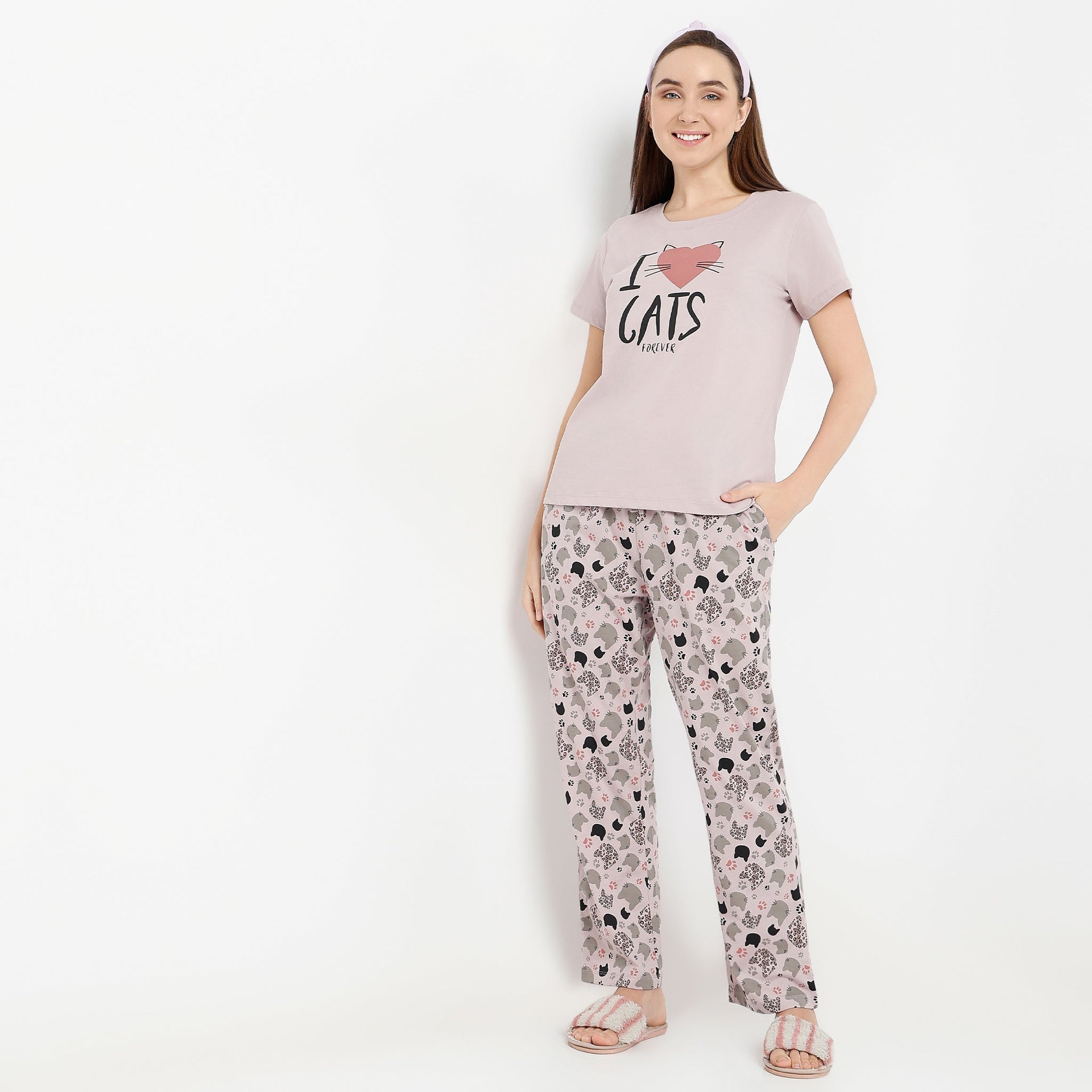 Ankle Length Straight Fit Animal Print Lounge Pyjamas