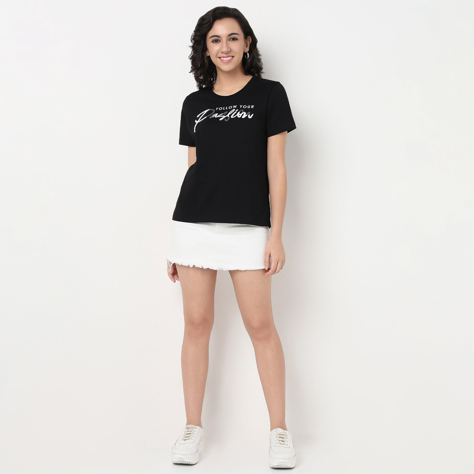 Cotton Crew Neck Graphic T-Shirt