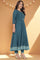 Teal Printed Rayon Kurta and Straight Pant Set