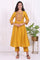 Yellow Embroidered Flared Kurta