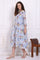 Light Blue Floral Printed Kota Spaghetti Dress and Jacket Set