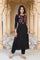 Black Floral Print Embroidered Straight Kurta with Pant and Dupatta Set
