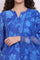 Blue Floral Printed Lace Flared Kurta, Pants and Dupatta Set