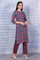 Blue Printed Modal Straight Kurta, Pants and Dupatta Set