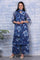 Blue Floral Printed Lace Chiffon Straight Kurta, Parallel Pants and Dupatta Set