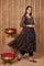 Black Floral Embroidered Anarkali Chiffon Kurta with Straight Pant Set