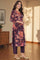 Wine Printed Chinon A-line Kurta, Straight Pant and Dupatta Set