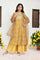 Yellow Embroidered Anarkali Organza Kurta with Flared Pant and Dupatta Set