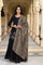 Black Floral Thread Embroidery Straight Woven Kurta with Flared Pant and Dupatta Set