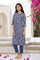 Blue Floral Printed Straight Kurta with Straight Pant and Dupatta Set
