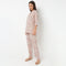 Band Collar Three-Fourth Sleeve Printed Jaipuri Top With Pyjama Sleepwear Set