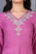 Purple Embroidered Glitter Printed Rayon Flared Kurta and Pants Co-ord Set
