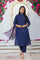 Navy Blue Solid Lace Trim Straight Kurta with Straight Pant and Dupatta Set