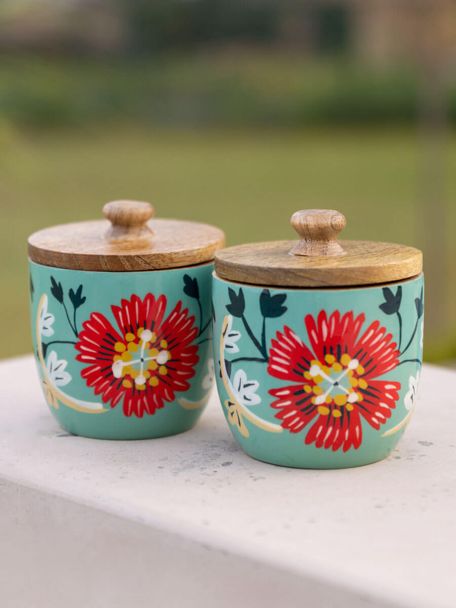 Wildflower Wooden Jar