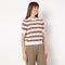 Crew Neck Short Sleeve Kniited Structured Stripped T-Shirt