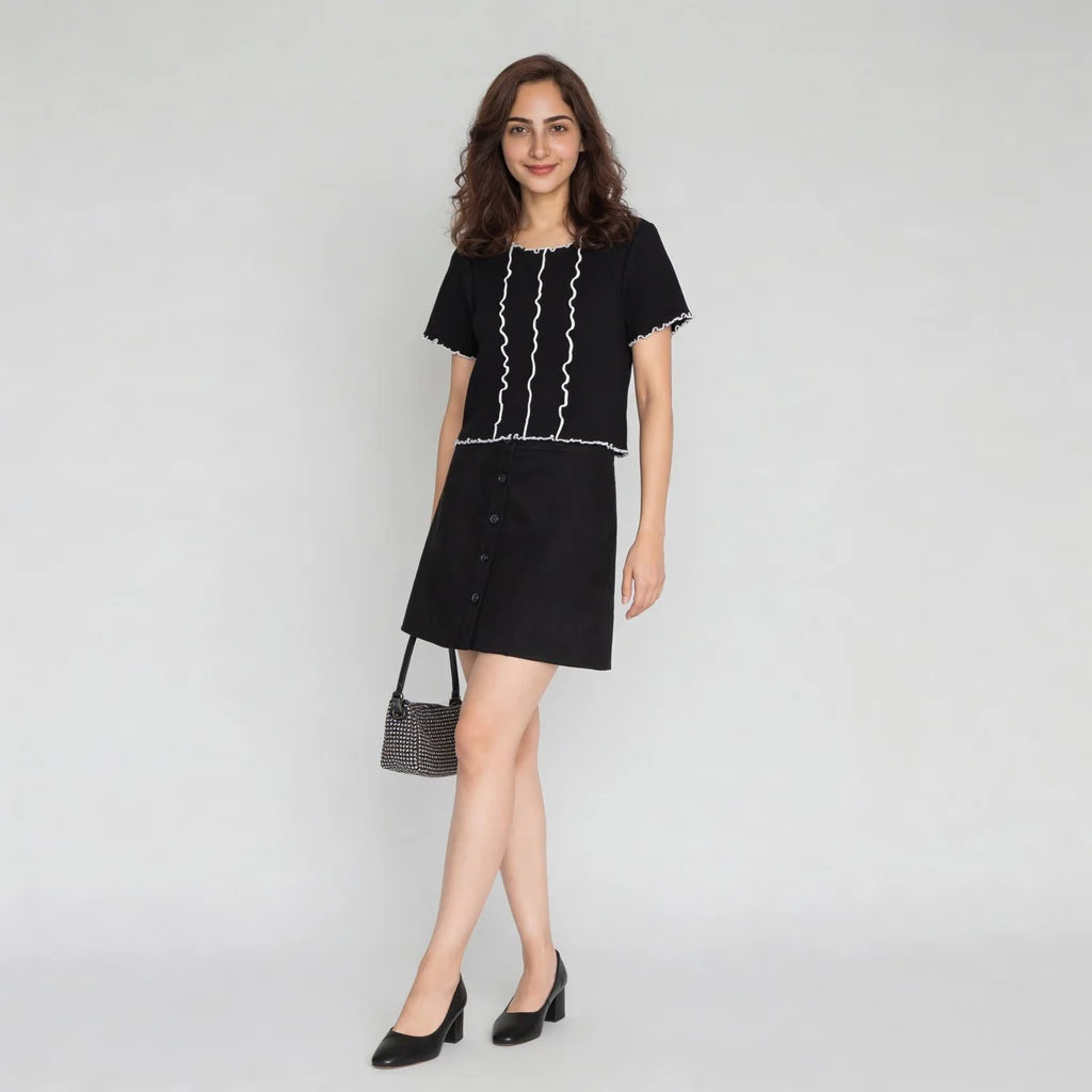 A-Line Skirt With Buttons Detail