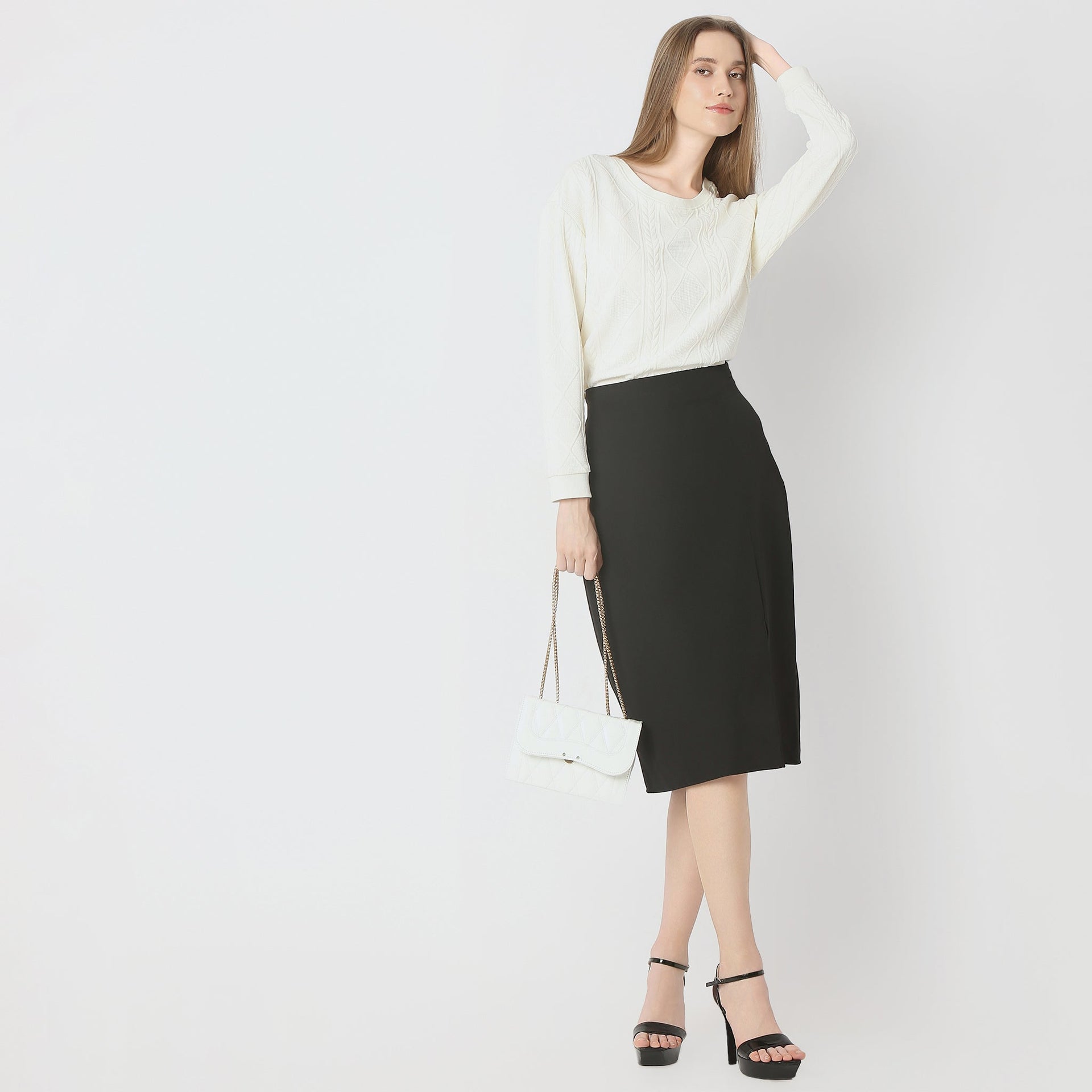 Boxy Fit Round Neck Full Sleeve With V-Neck Sweat Tee