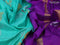 Pure uppada silk saree teal green and purple with zari woven jamdhani buttas and zari woven border