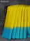 Pure soft silk saree lime yellow and teal blue with allover zari weaves and simple border