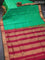 10 yards silk saree parrot green and dark magenta pink with plain body and zari woven border