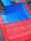 Pochampally silk saree cs blue and red with plain body and printed border