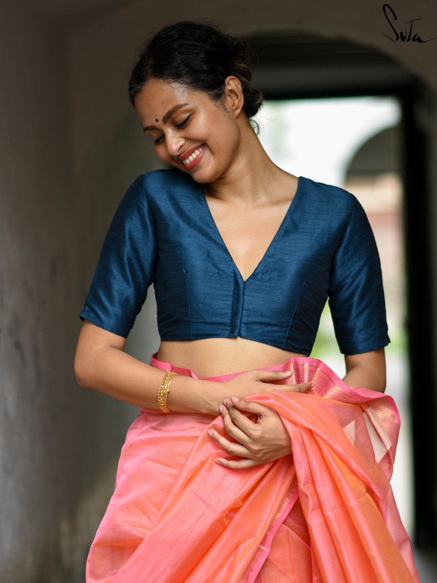 Boat Neck Blouse Sleeve Designs For Silk Sarees Cotton Silk Saree