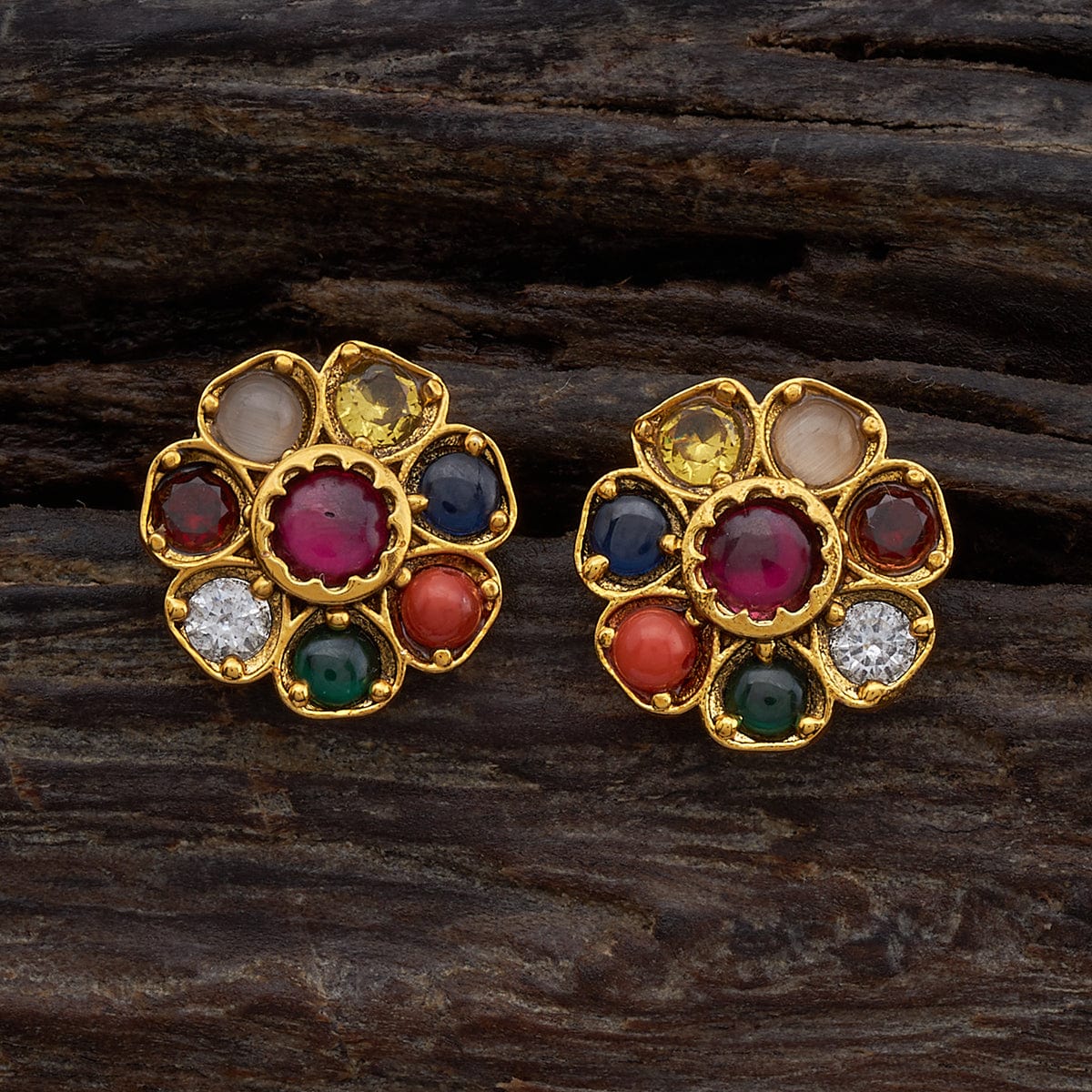 Navratna Studs Navratna Earrings Online Navarathna Navratna Ear