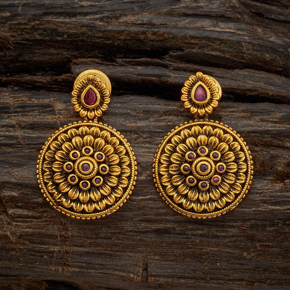 Rubans 22K Antique Gold plated Pearl Dangle Jhumka Earrings