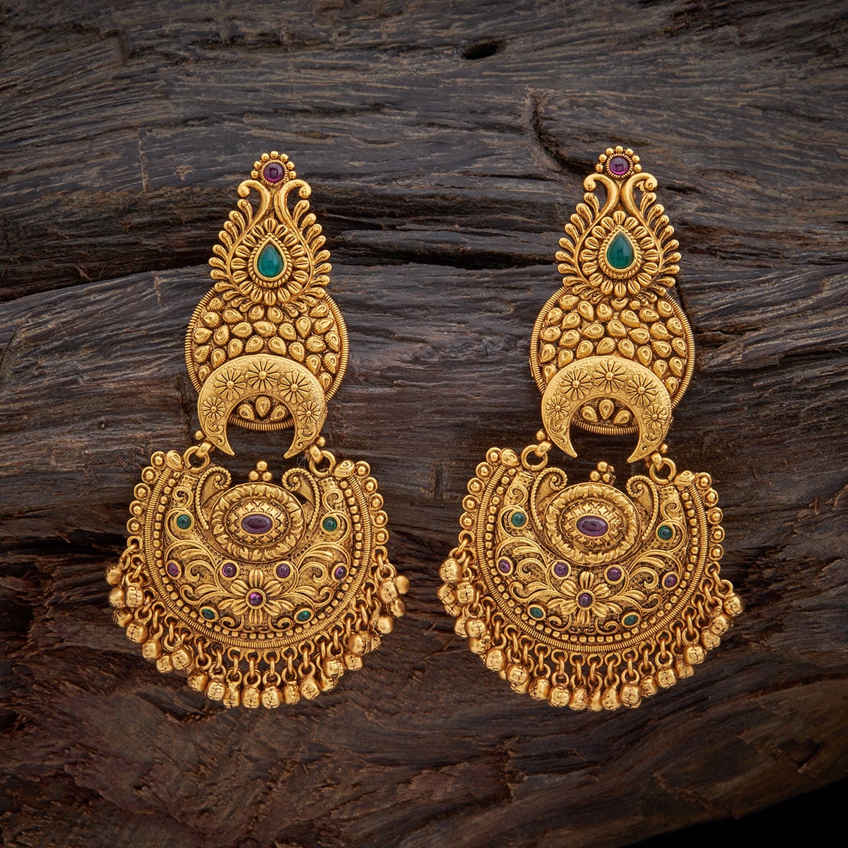 Sacred Bells Antique Gold Earrings