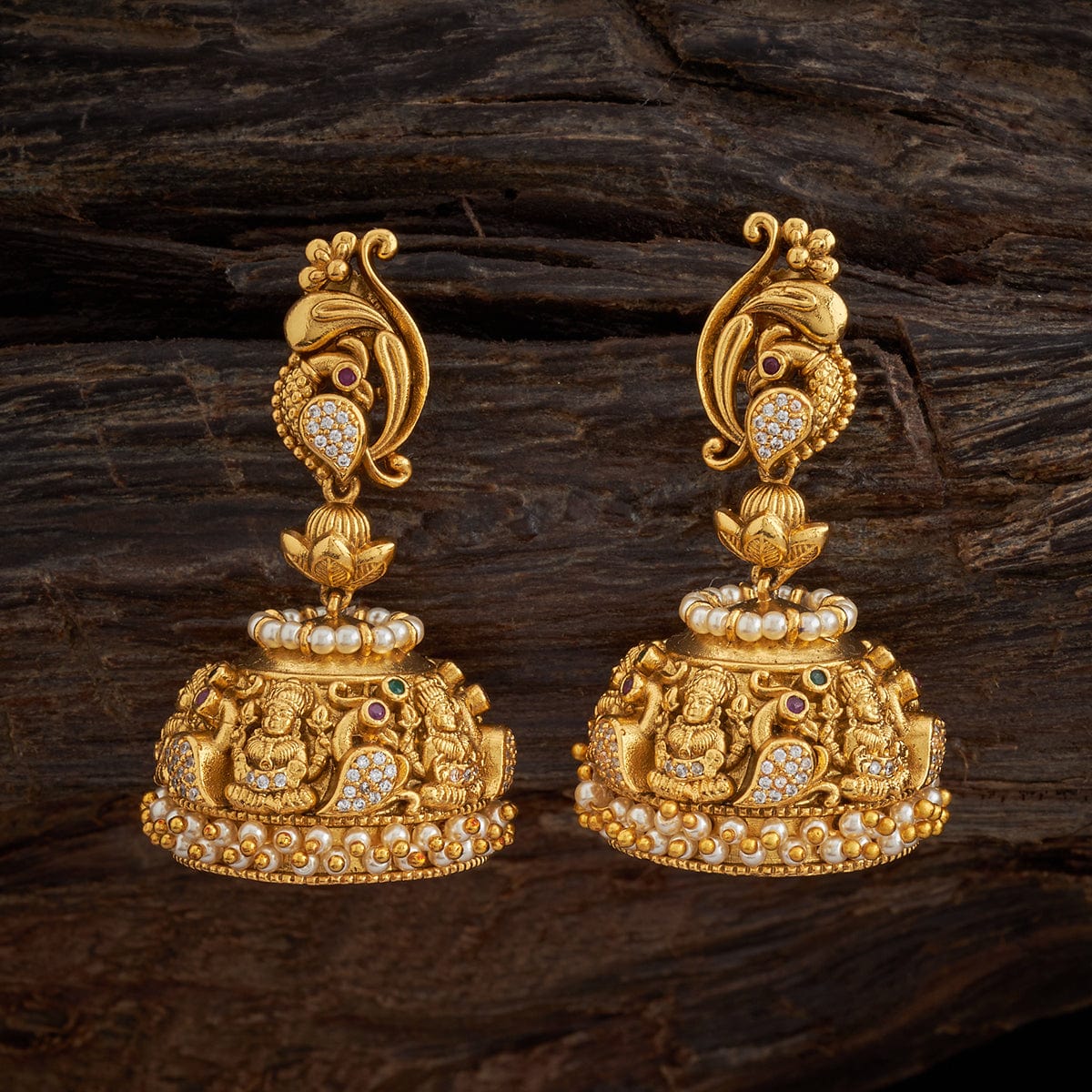 Gold Plated Antique Chandbali From Tvameva - South India Jewels | Antique  gold earrings, Gold earrings indian, Gold pendant jewelry