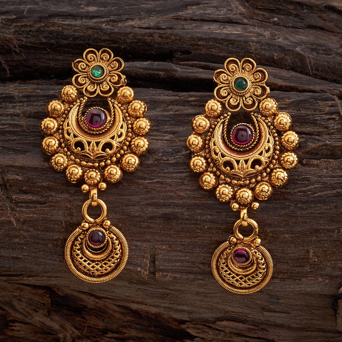 Antique Gold Round Pearl Earring | Free Cod