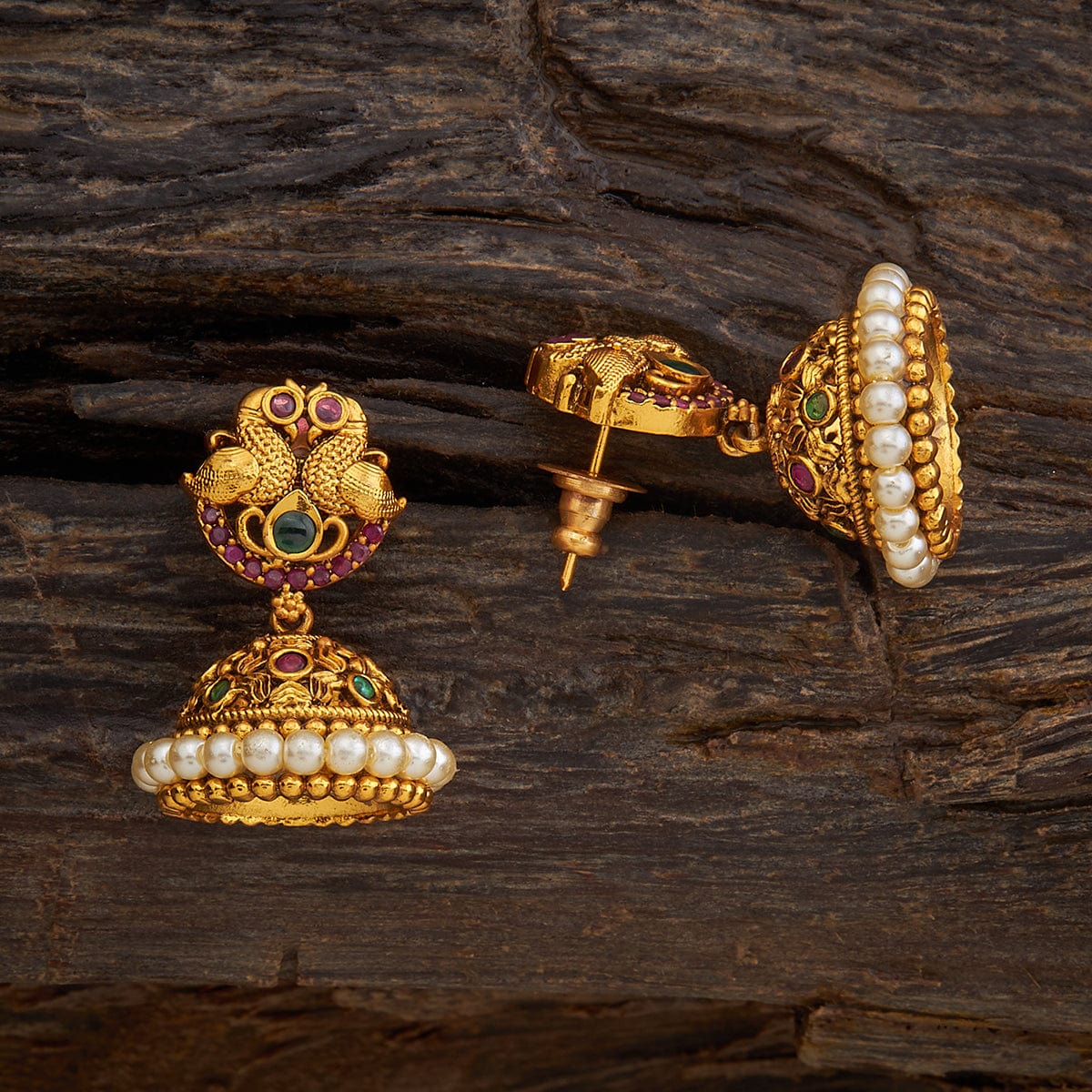 Antique Gold Jhumka /earrings Temple Jewelry / Dangle Drop Gold Jhumkas /  Antique Peacock Jhumki/indian Wedding/kundan Jhumka - Etsy
