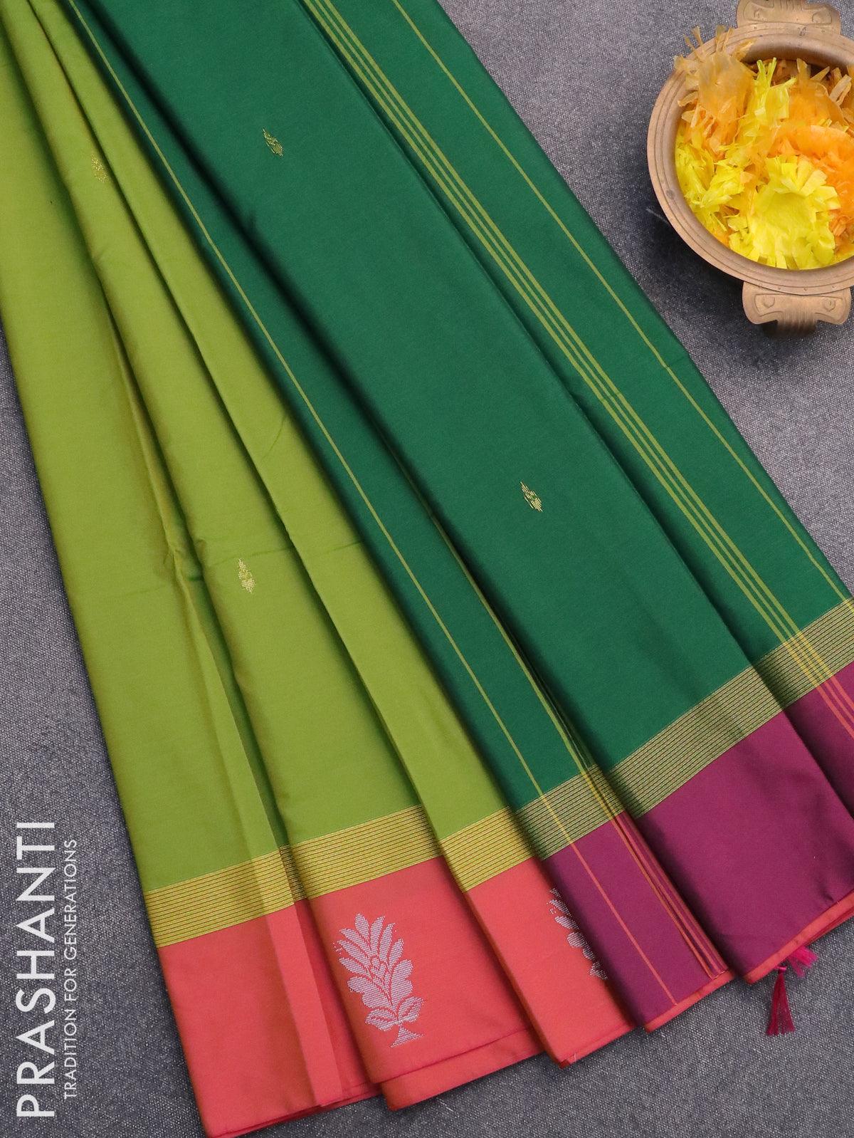 Semi silk/soft silk saree with designer embroidered blouse... Price:2099  Order what's app 7995736811 | Saree color combinations, Elegant saree, Saree  dress