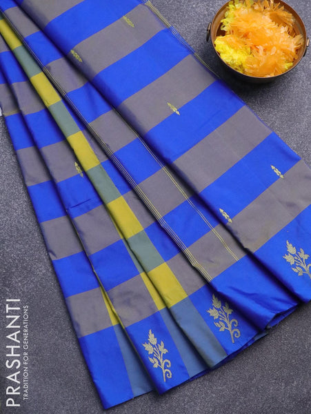 arani semi silk saree lime yellow and blue with allover paalum pazhamum and zari buttas and zari woven butta border prashanti sarees 1 grande