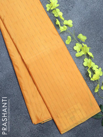 Arani semi silk saree mango yellow with copper zari woven butta weaves in borderless style